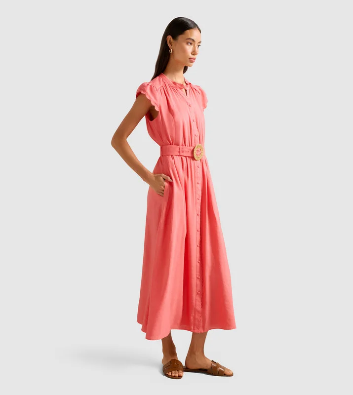 forever new  SERAFINA Scallop Edge Midi Dress for Women | Best Price UAE